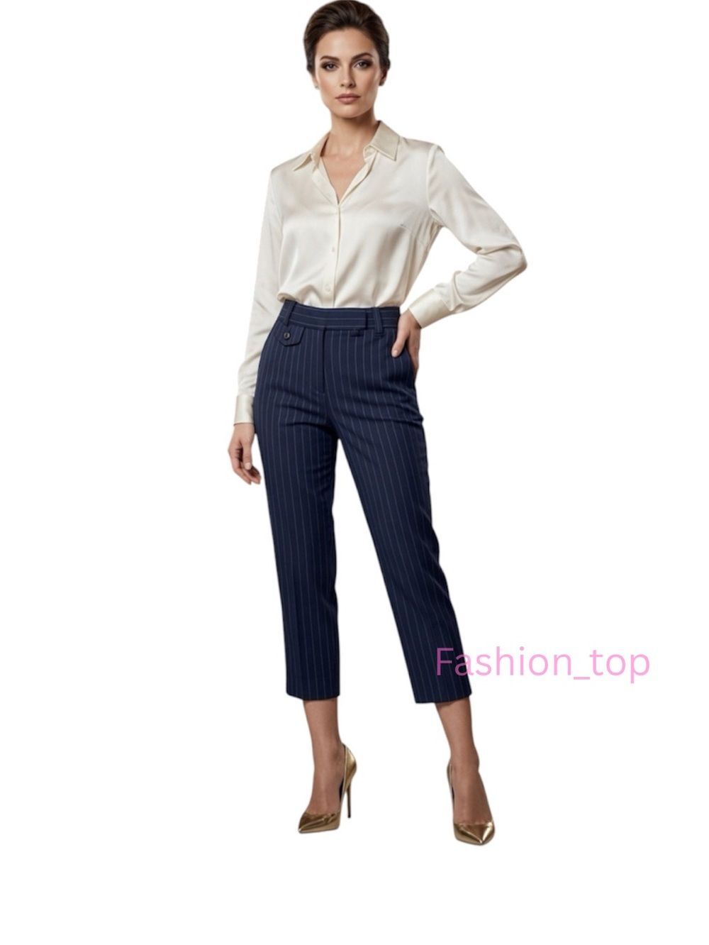 Anthropologie Conservation & Restoration Navy Pinstripe Trousers Capri Pants